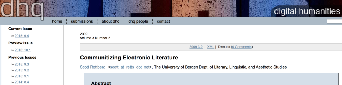 Communitizing Electronic Literature