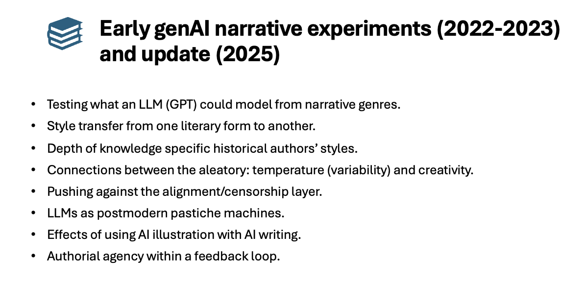 Early genAI narrative experiments slide