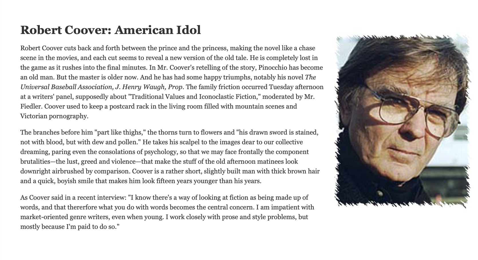 Robert Coover Review Generator