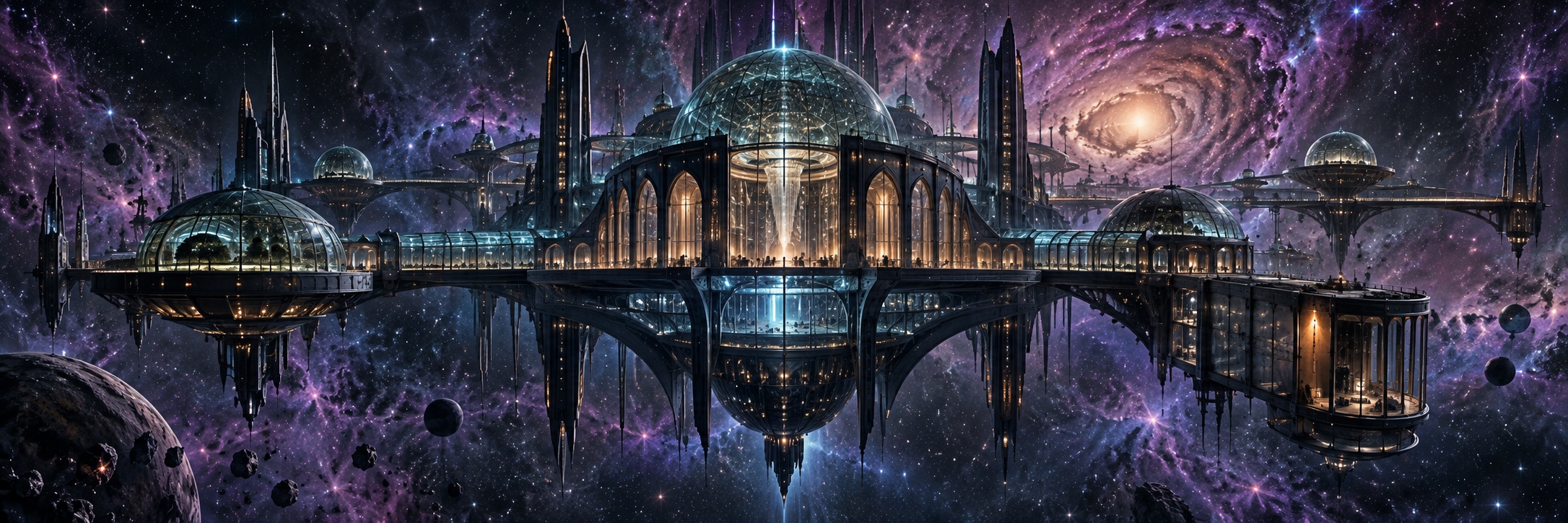 The Grand Hotel Galactic Center floating in space