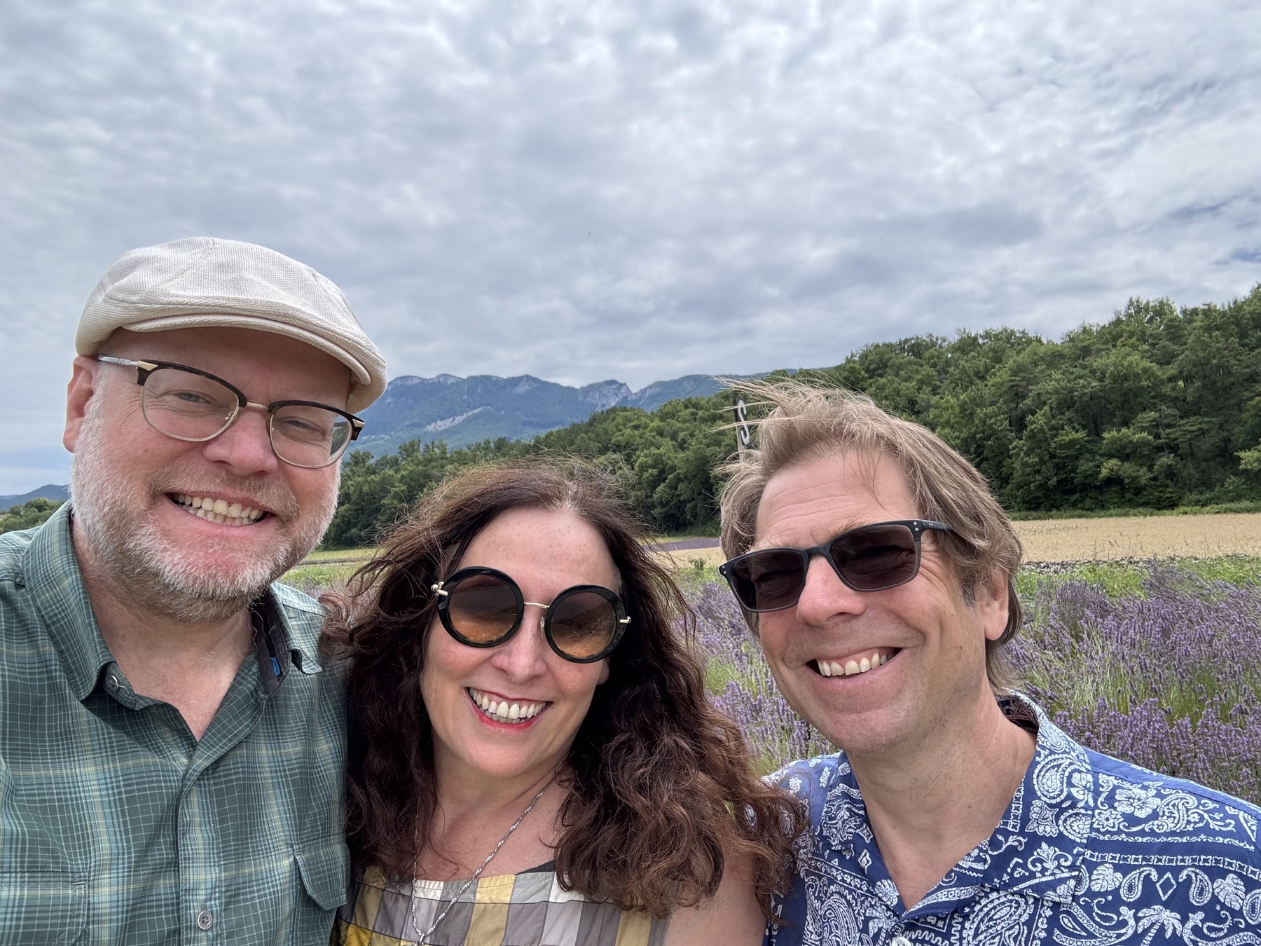 Scott Rettberg, Caitlin Fisher, and Rod Coover together during a project workshop on The Grand Hotel Sand Fountain.