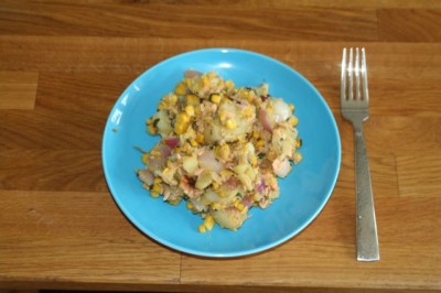 Salmon and Corn off the Cob Hash